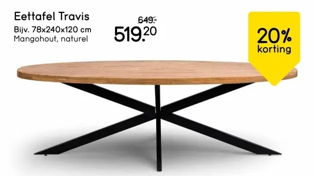 Aanbieding: Eettafel Travis