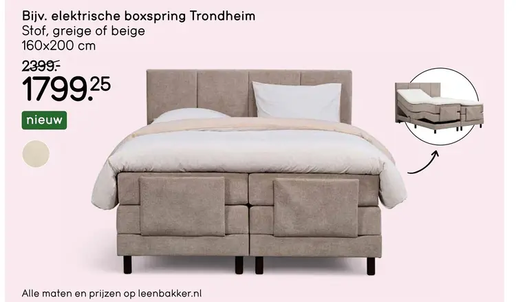 Aanbieding: Elektrische boxspring Trondheim