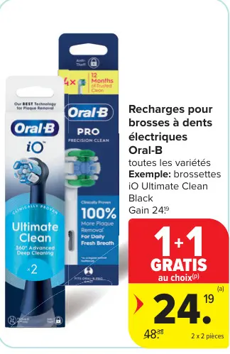 Offre: Recharges pour brosses à dents électriques Or