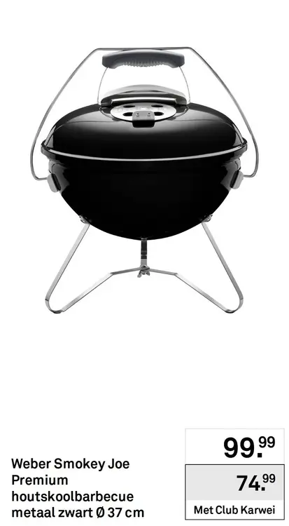 Aanbieding: Smokey Joe Premium houtskoolbarbecue metaal zwart