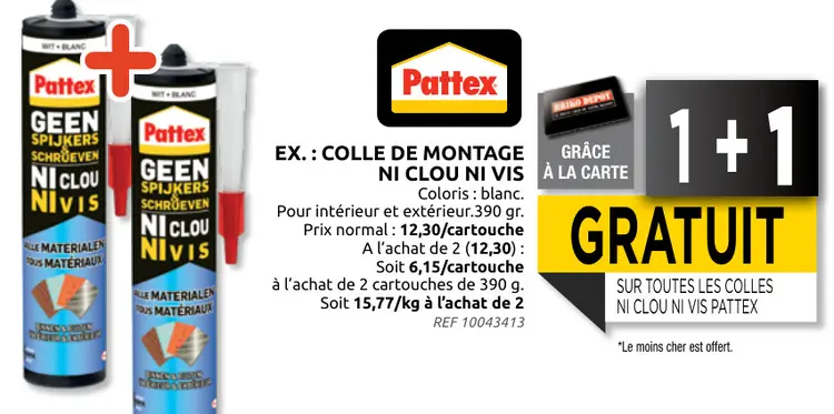 Offre: Colle de montage ni clou ni vis