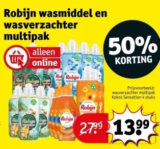 Aanbieding: Robijn wasmiddel en wasverzachter multipak