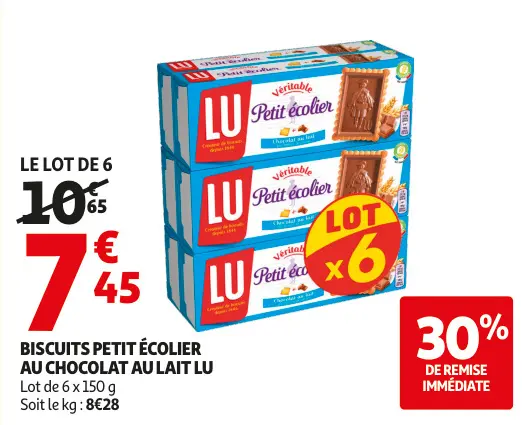 Aanbieding: Biscuits petit écolier au chocolat au lait