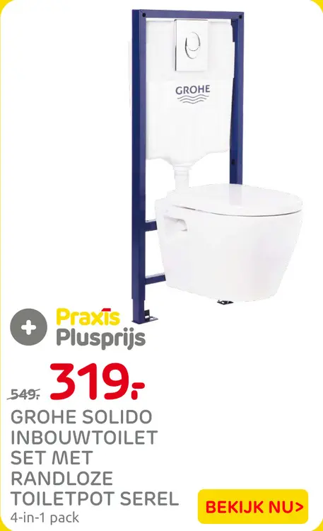 Aanbieding: Solido inbouwtoilet set met randloze toiletpot Serel