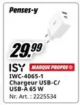 Offre: ISY Chargeur USB-C/USB-A