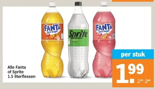Aanbieding: Alle Fanta of Sprite 1.5 literflessen