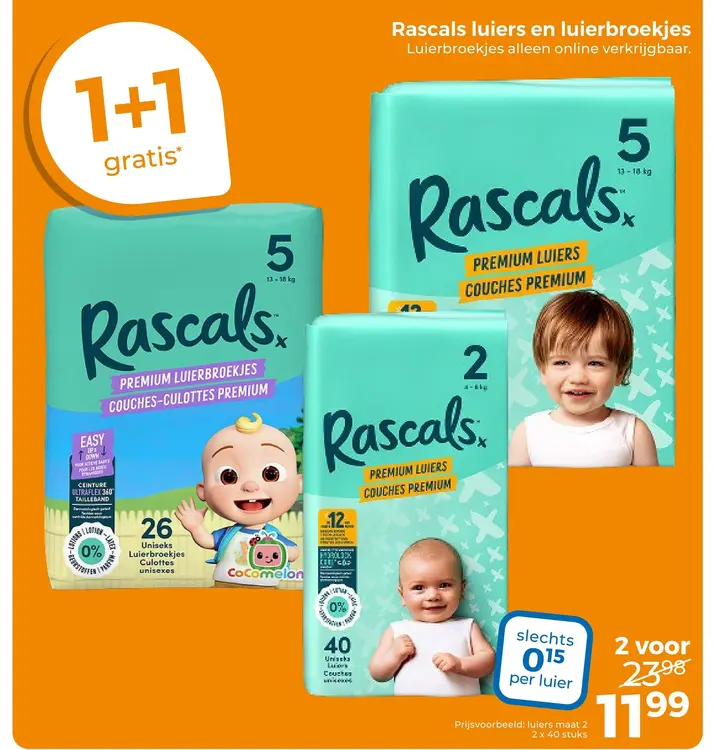 Aanbieding: Rascals luiers en luierbroekjes