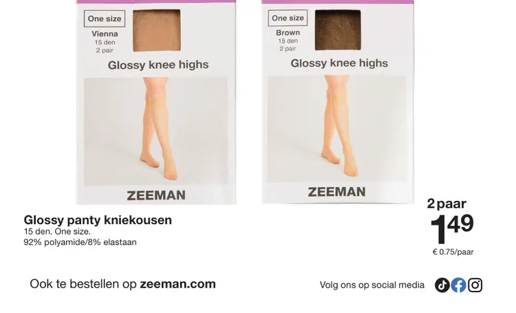 Aanbieding: Glossy panty kniekousen