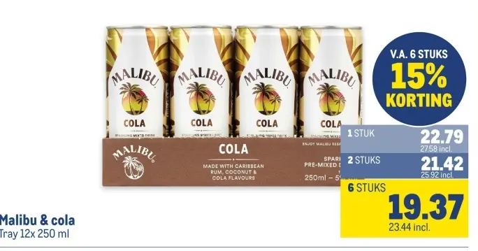 Aanbieding: Malibu & cola