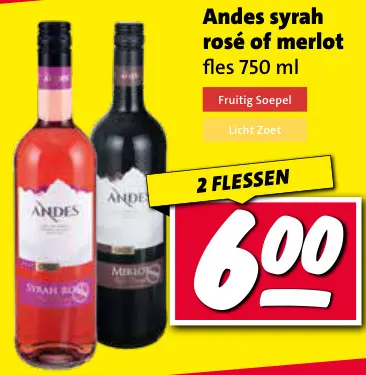 Aanbieding: Andes syrah rosé of merlot