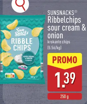 Promotie: Ribbelchips sour cream & onion