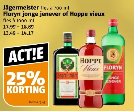 Aanbieding: Jägermeister, Floryn jonge jenever or Hoppe vieux