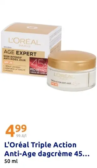 Aanbieding: L'Oréal Triple Action Anti-Age dagcrème 45+