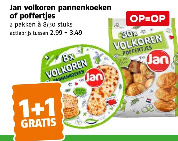 Aanbieding: Jan volkoren pannenkoeken of poffertjes