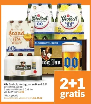 Aanbieding: Alle Grolsch, Hertog Jan en Brand 0.0*