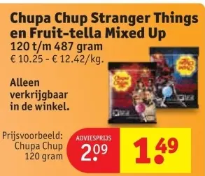 Aanbieding: Chupa Chup Stranger Things en Fruit-tella Mixed Up