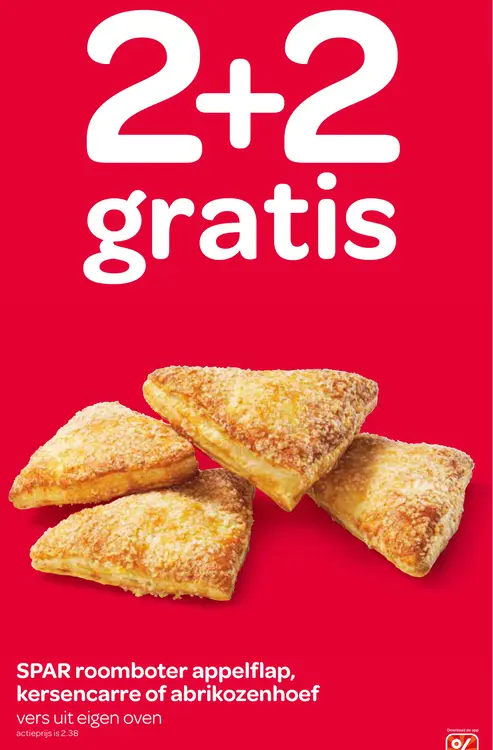 Aanbieding: roomboter appelflap, kersencarre of abrikozen