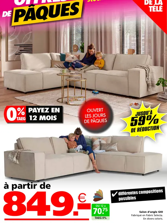 Offre: Salon d'angle Gio
