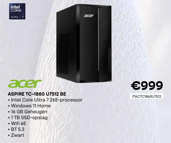 Promotie: Aspire tc-1860 u7512 be