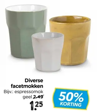 Aanbieding: Diverse facetmokken