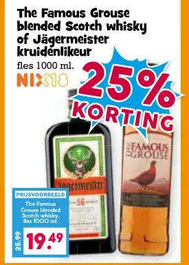 Aanbieding: The Famous Grouse blended Scotch whisky of Jägermeister kruidenlikeur