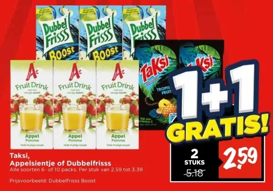 Aanbieding: Taksi, Appelsientje of Dubbelfrisss