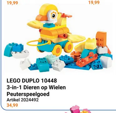 Aanbieding: LEGO DUPLO 10448 3-in-1 Dieren op Wielen Peuterspeelgoed