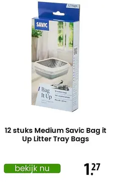 Aanbieding: 12 stuks Medium Savic Bag it Up Litter Tray Bags