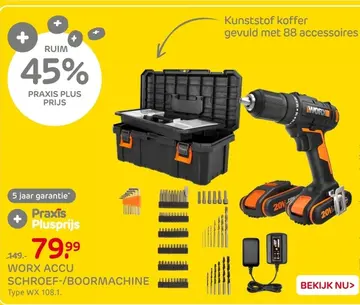 Aanbieding: Worx accu schroef-/boormachine