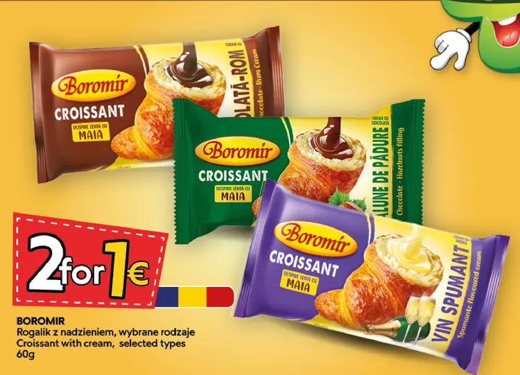 Aanbieding: Croissant with cream, selected types
