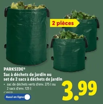 Offre: Sac à déchets de jardin ou set de 2 sacs à déchets de jardin