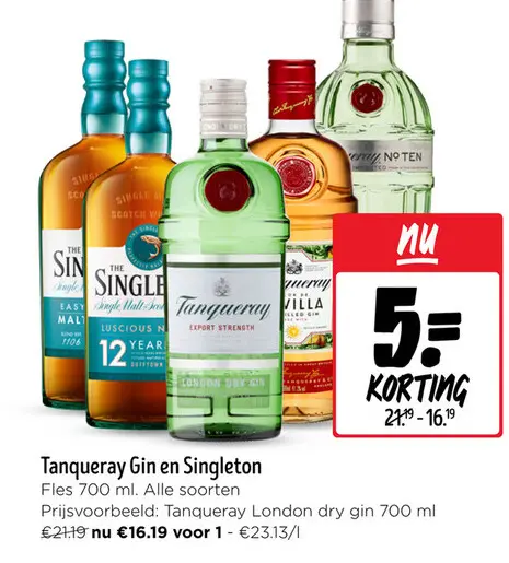 Aanbieding: Tanqueray Gin en Singleton