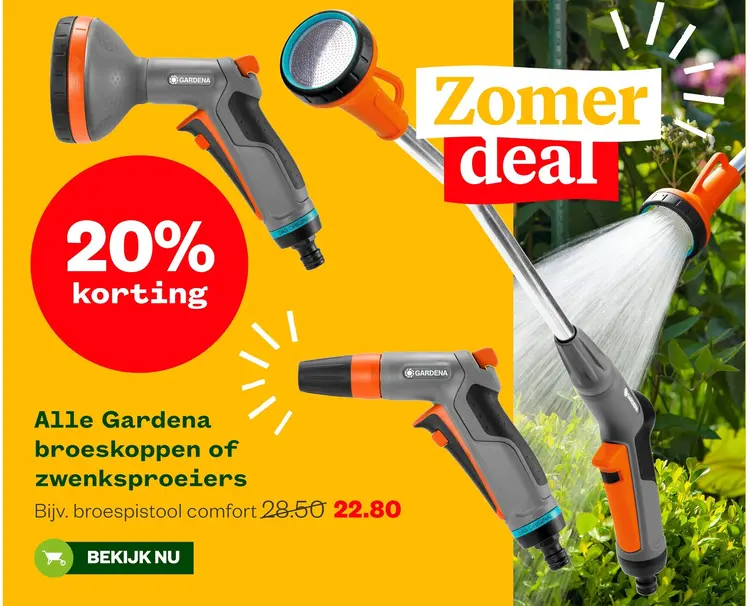 Aanbieding: Alle Gardena broeskoppen of zwenksproeiers