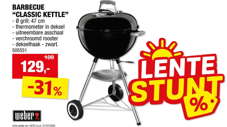 Promotie: Weber Classic Kettle kogelbarbecue 47cm
