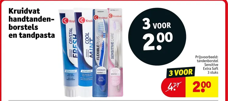 Aanbieding: Kruidvat handtandenborstels en tandpasta