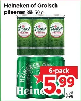 Aanbieding: Heineken of Grolsch pilsener