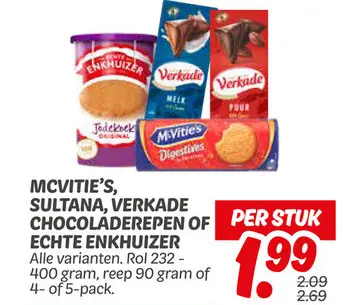 Aanbieding: Mcvitie's, Sultana, Verkade chocoladerepen of echte enkhuizer