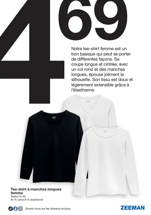 Offre: Tee-shirt à manches longues femme