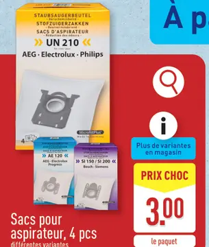 Offre: Sacs pour aspirateur