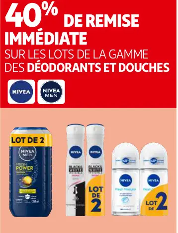 Promotie: Lots de la gamme des déodorants et douches