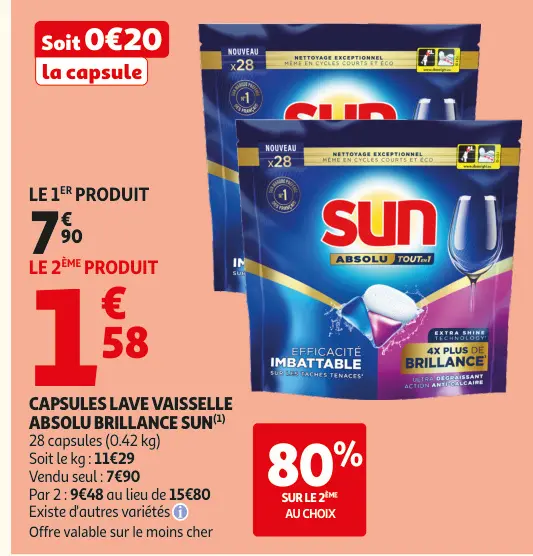 Promotie: Capsules lave vaisselle absolu brillance