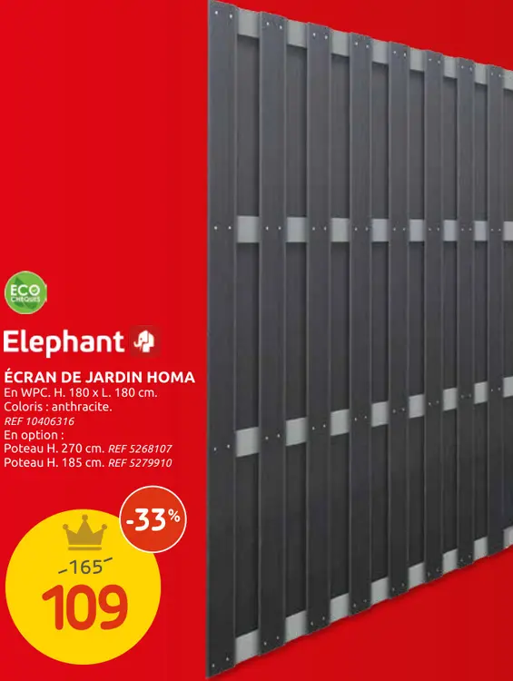 Offre: Elephant Écran de jardin Homa