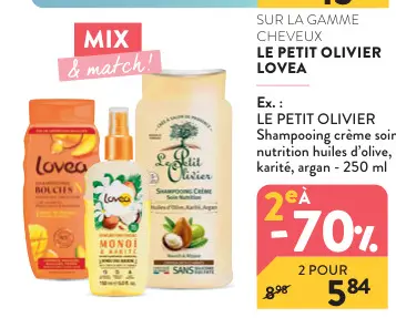 Offre: Shampooing crème soin nutrition huiles d'oliv