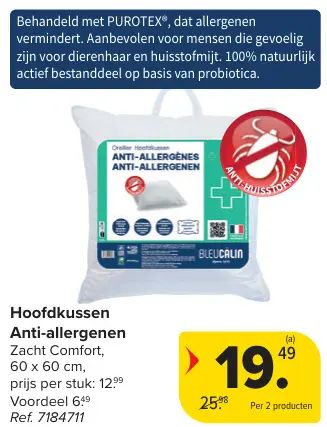 Promotie: Hoofdkussen Anti-allergenen