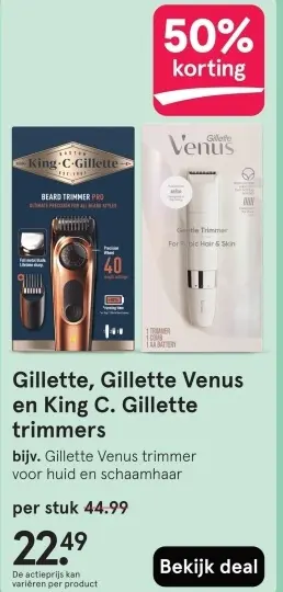 Aanbieding: Gillette, Gillette Venus en King C. Gillette trimmers