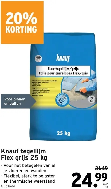 Promotie: Tegellijm Flex grijs 25 kg