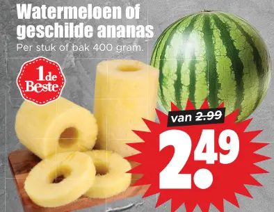 Aanbieding: Watermeloen of geschilde ananas