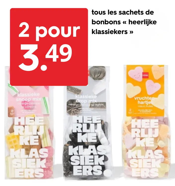 Offre: tout les sachets de bonbons: klassiekers bonbons
