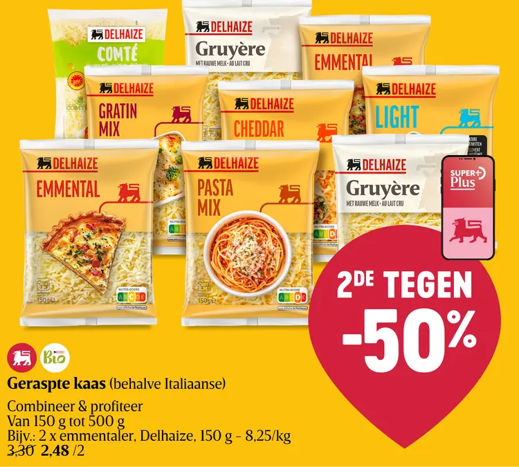 Promotie: Geraspte kaas (behalve Italiaanse)