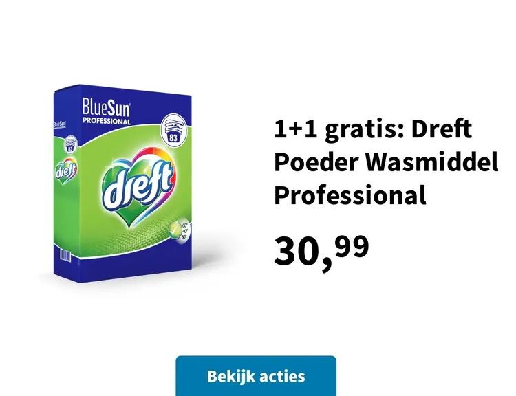 Promotie: 1+1 gratis: Dreft Poeder Wasmiddel Professional